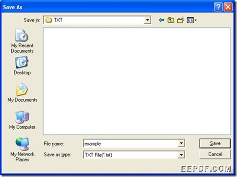 Dialog box of save as 