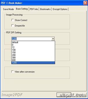 Panel of setting options under tab Base Setting