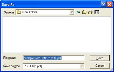 Dialog box for saving PDF