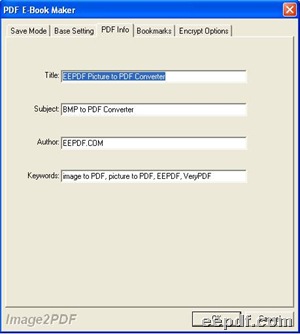 Setting panel under tab PDF Info