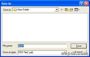 Dialog box for saving PDF files 