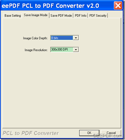 convert  PCL to image and set image color depth using EEPDF PCL to PDF Converter