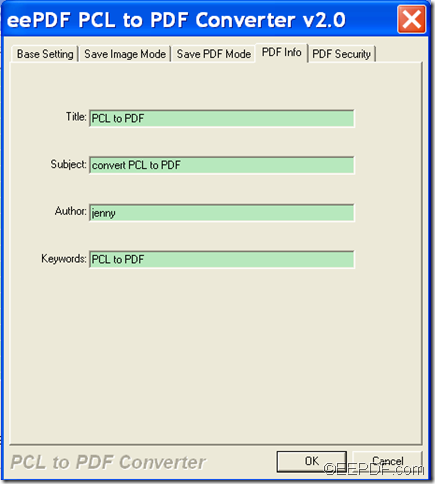 edit PDF property using EEPDF PCL to PDF Converter