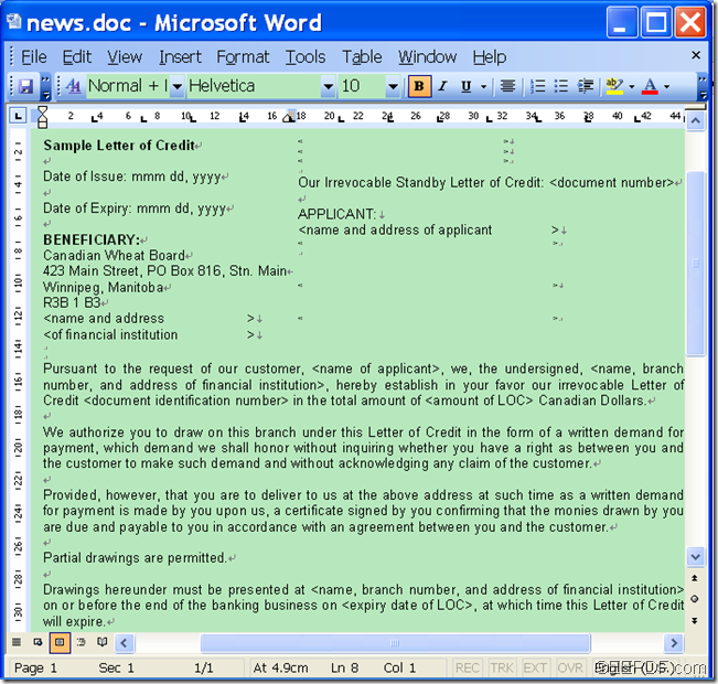 output Word file