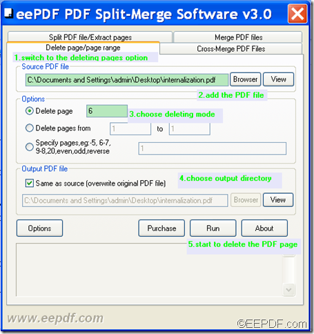 split specific PDF page using EEPDF PDF Split Merge