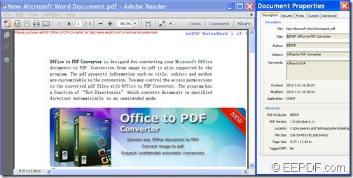 Output PDF file and PDF information