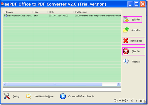 convert Office Excel to PDF with EEPDF Office to PDF Converter